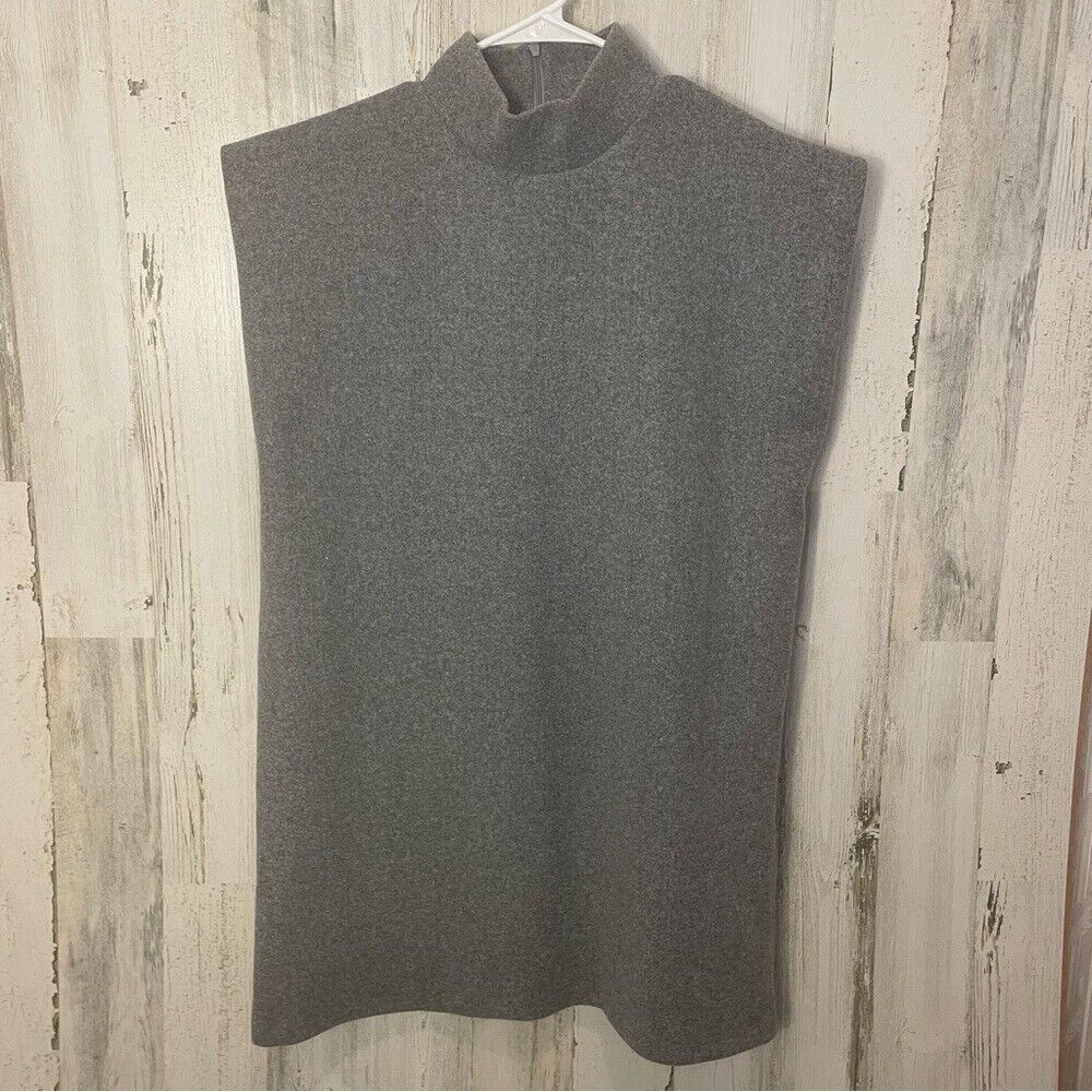Zara Mockneck Grey Textured Boxy Sleeveless Mini Dress -Gray Size L NWT